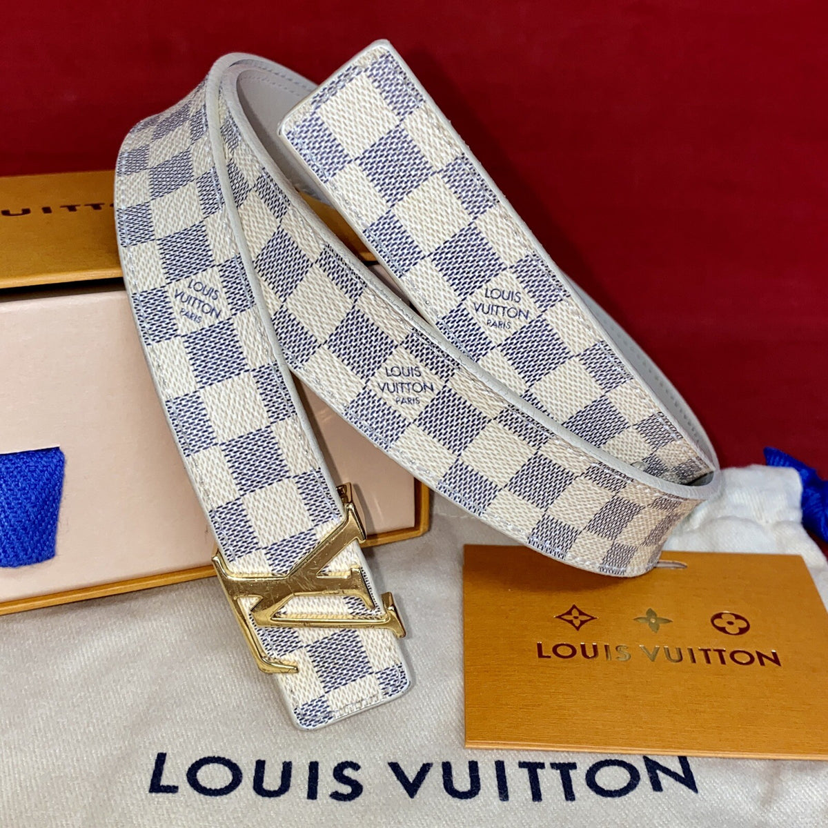 Louis Vuitton M9268 Damengürtel Damier Azur Gürtel Gr. 85 Gold 2019