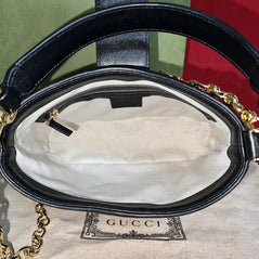 Gucci small GG Hobo Shoulder Bag Leather Black/Gold kleine Umhängetasche Schwarz