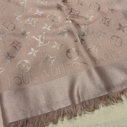 Louis Vuitton Monogram Seide Tuch/Schal 140cm Nude Rose Rosa M74441