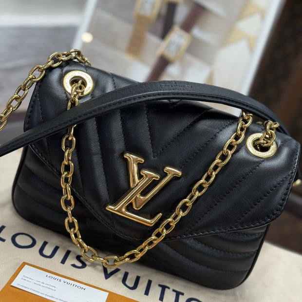 Louis Vuitton New Wave Chain PM Umhängetasche Leder Schwarz Gold M20687