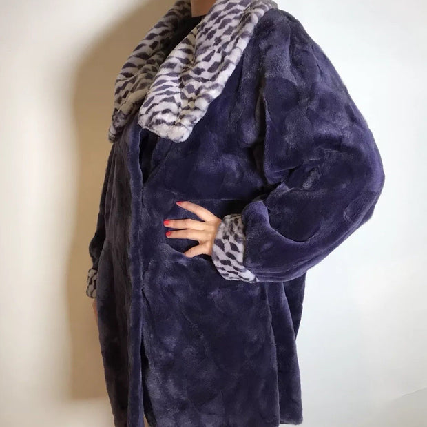 Wunderschöner lila Nerzmantel geschoren, Exklusiv vom Kürschner Gr. 40/42 Damen