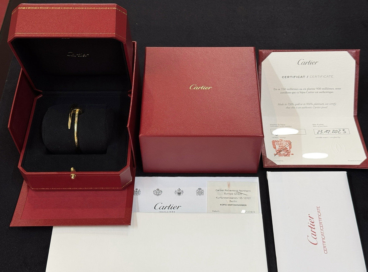 CARTIER JUSTE UN CLOU ARMREIF, ARMBAND, KLASSISCHES MODELL GELBGOLD GR. 15 2023