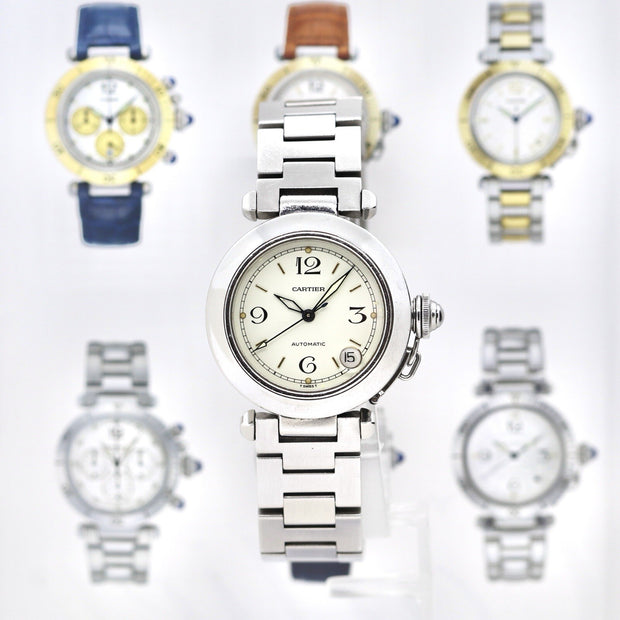 Cartier Pasha Date Automatic Stahl Medium 35mm Luxusuhr Fullset Ref. 2324