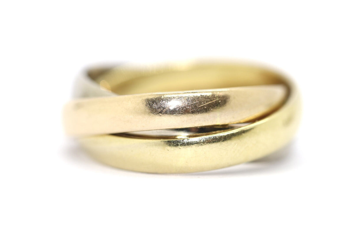 3-Band Goldring Tricolor mit Brillanten 750er/18K Gelb-/Weiß- & Rosegold Gr. 53