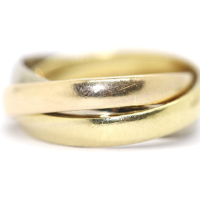 3-Band Goldring Tricolor mit Brillanten 750er/18K Gelb-/Weiß- & Rosegold Gr. 53