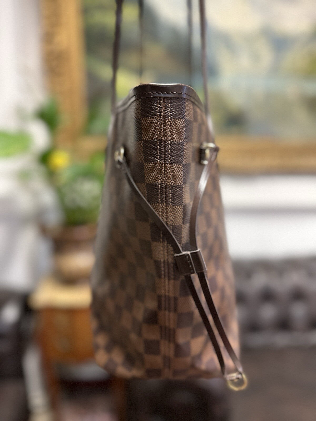 Louis Vuitton Neverfull MM Damier Ebene & Rosa 2016 Shopper Top Zustand