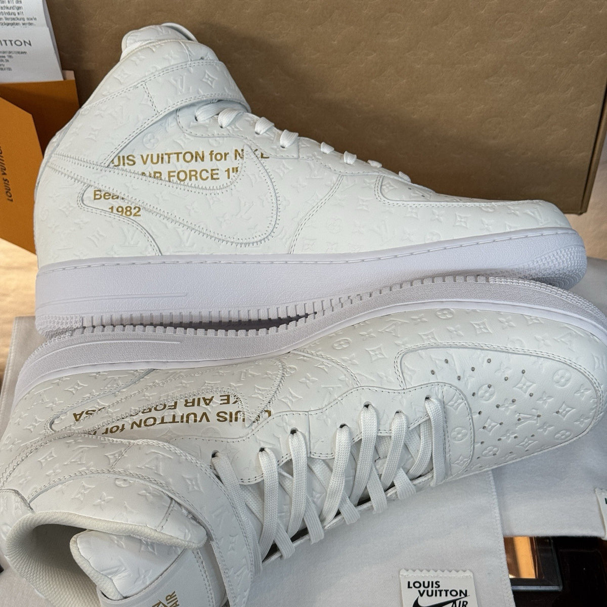 NIKE X LOUIS VUITTON AIR FORCE 1 MID SNEAKER VIRGIL ABLOH OFF-WHITE US 15