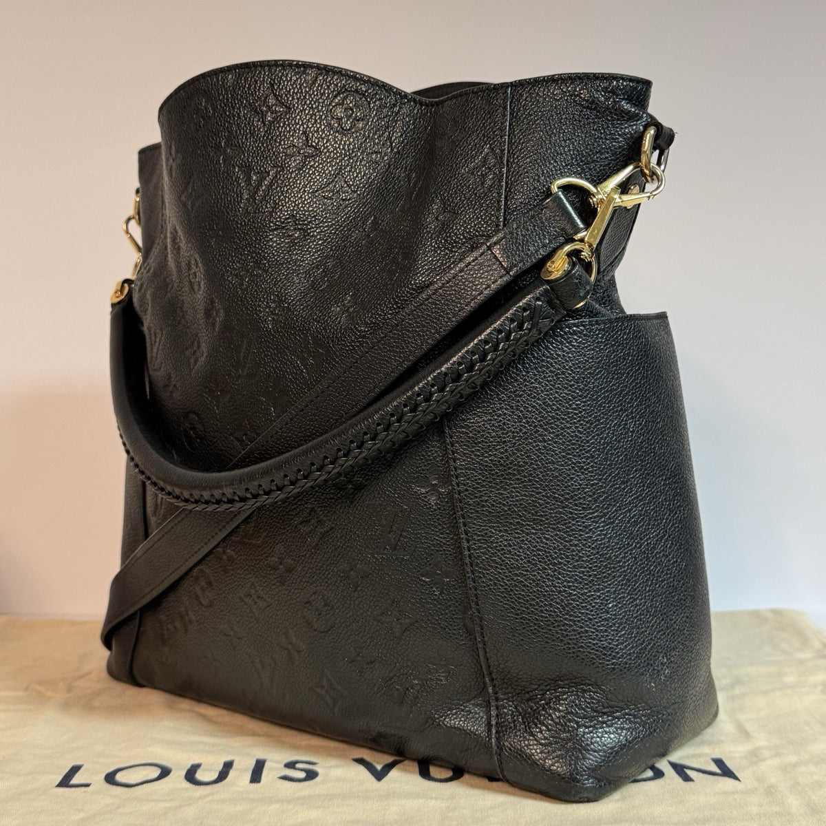 Louis Vuitton M50072 Bagatelle Empreinte Noir Schwarz Leder Umhängetasche 2016