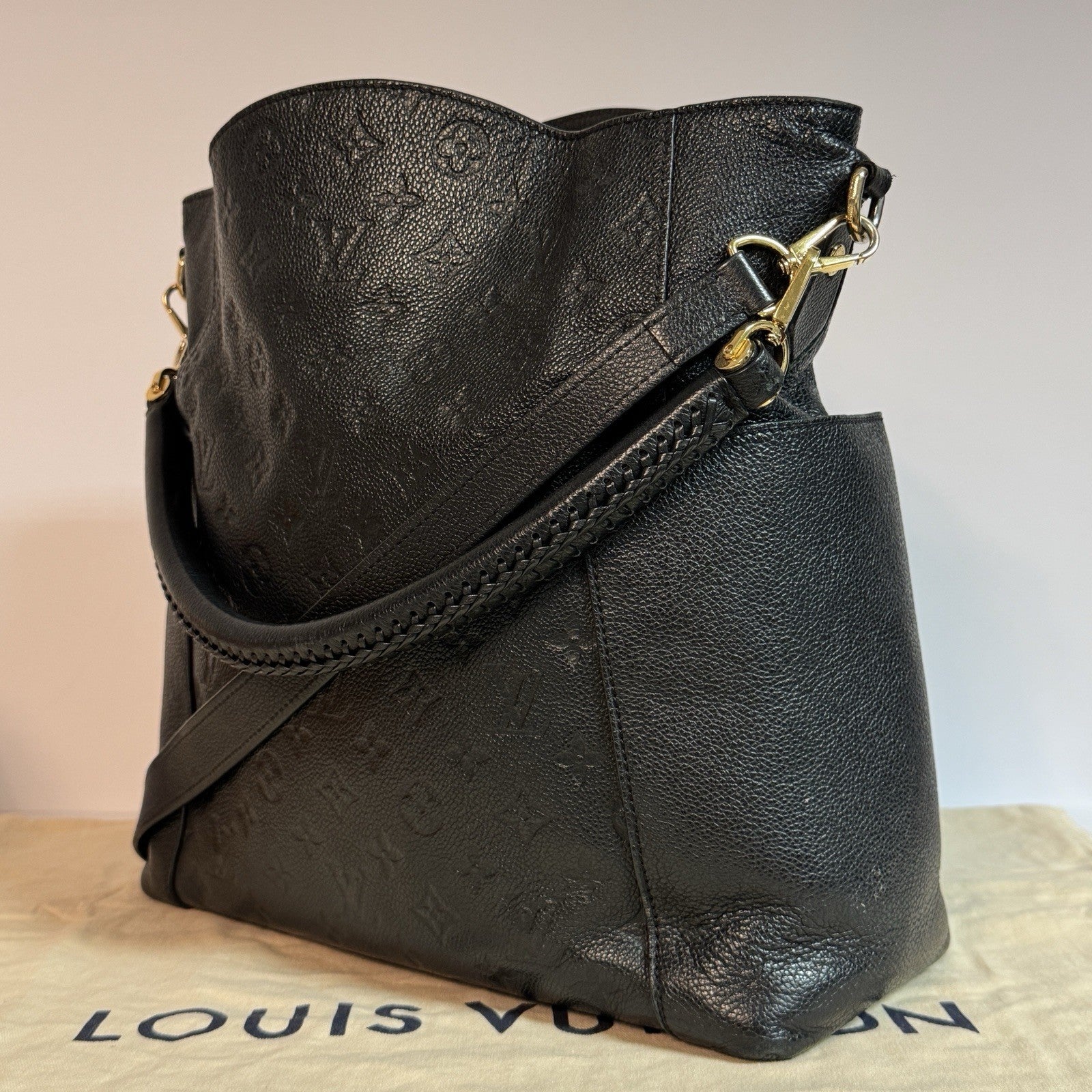 Louis Vuitton M50072 Bagatelle Empreinte Noir Schwarz Leder Umhängetasche 2016