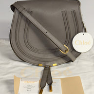 Chloé Marcie Medium Saddle Bag Cashmere Grey Umhängetasche Grau NEU