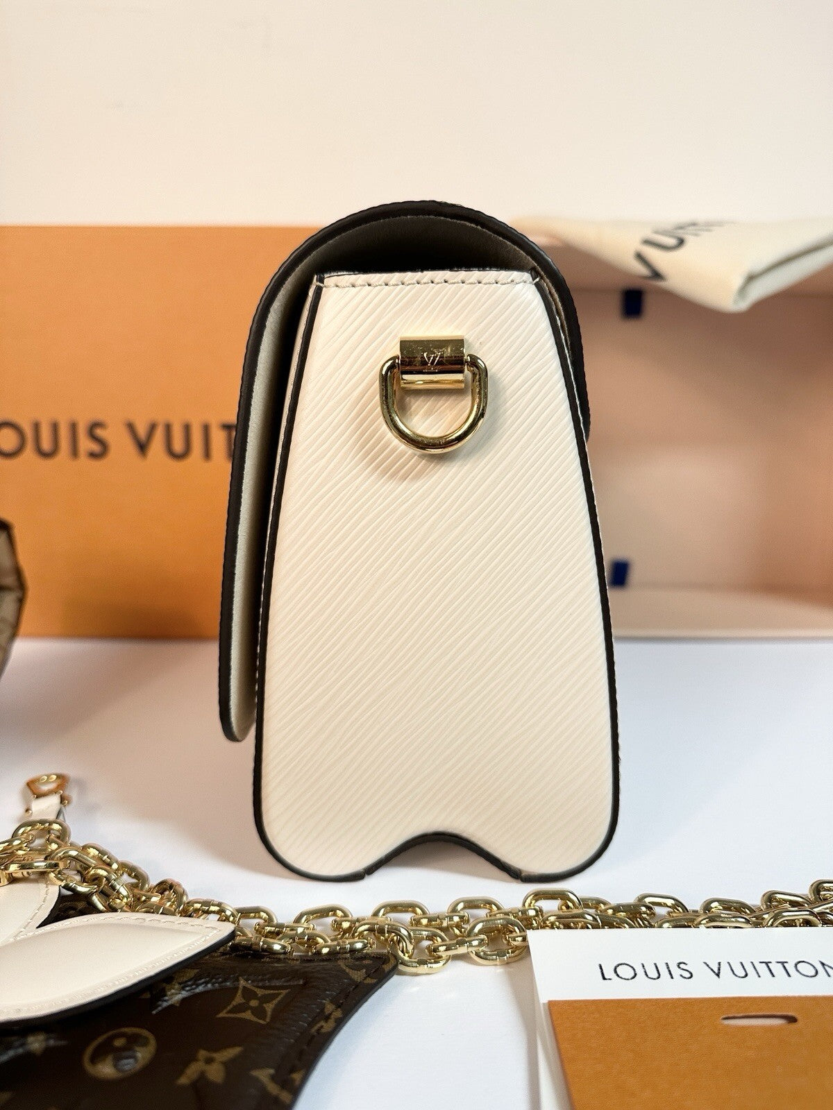 Louis Vuitton Twist MM Pillow ST Creme Epi Leder Original Rechnung Top Zustand
