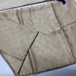Louis Vuitton Monogram Seide Tuch/Schal 140cm Beige Creme Ivory M71360