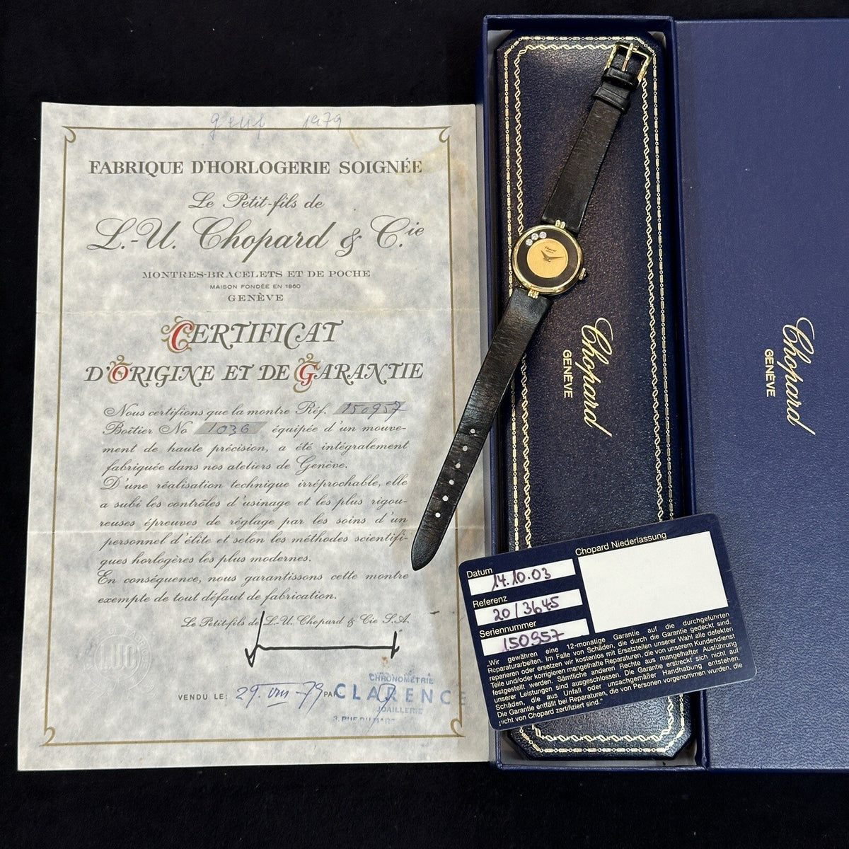 Chopard Happy Diamonds Damenuhr 18K/750er Gelbgold Fullset & Service