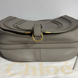 Chloé Marcie Medium Saddle Bag Cashmere Grey Umhängetasche Grau NEU