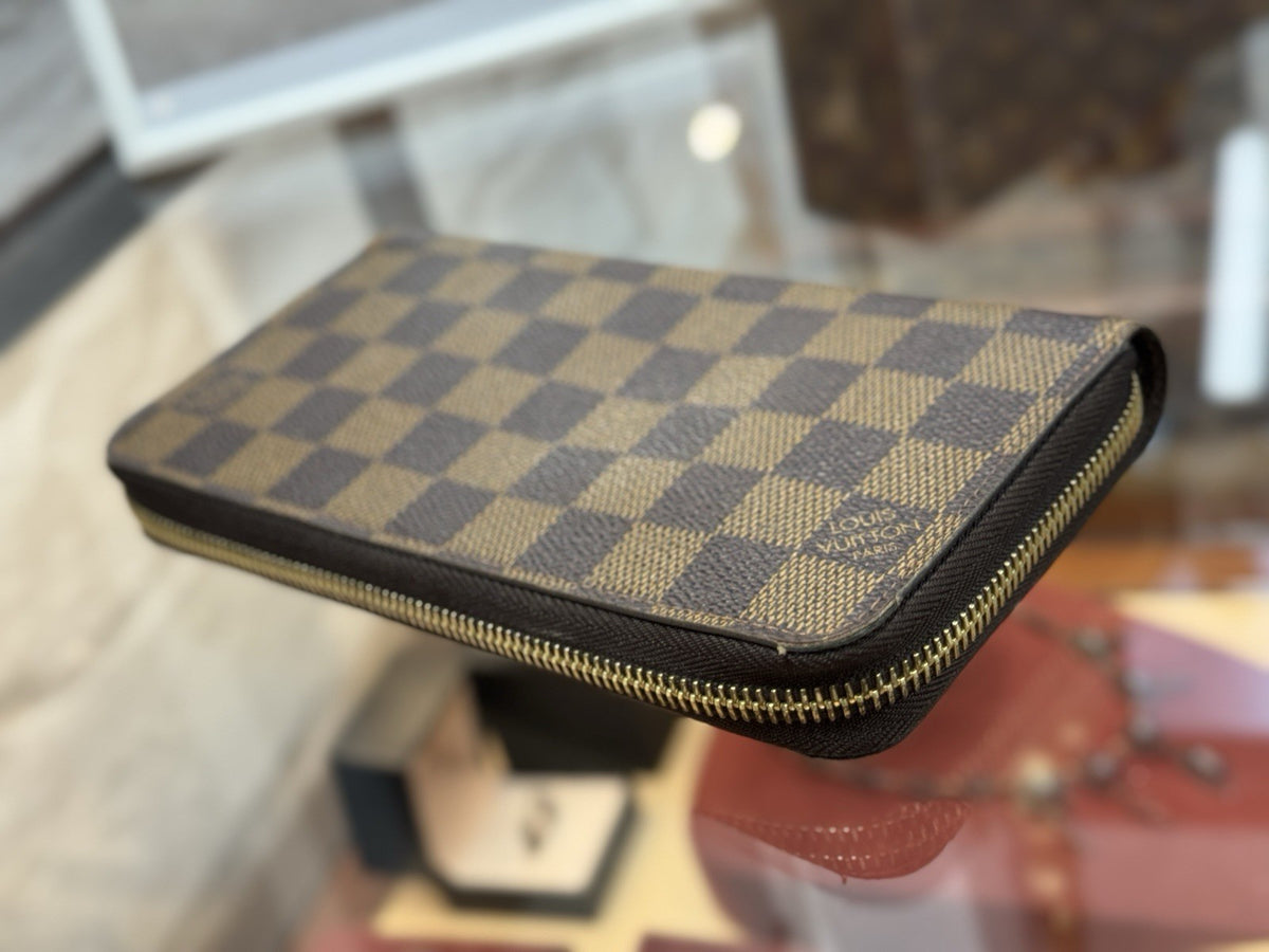 Louis Vuitton Zippy Geldbörse Portemonnaie Damier Ebene Canvas