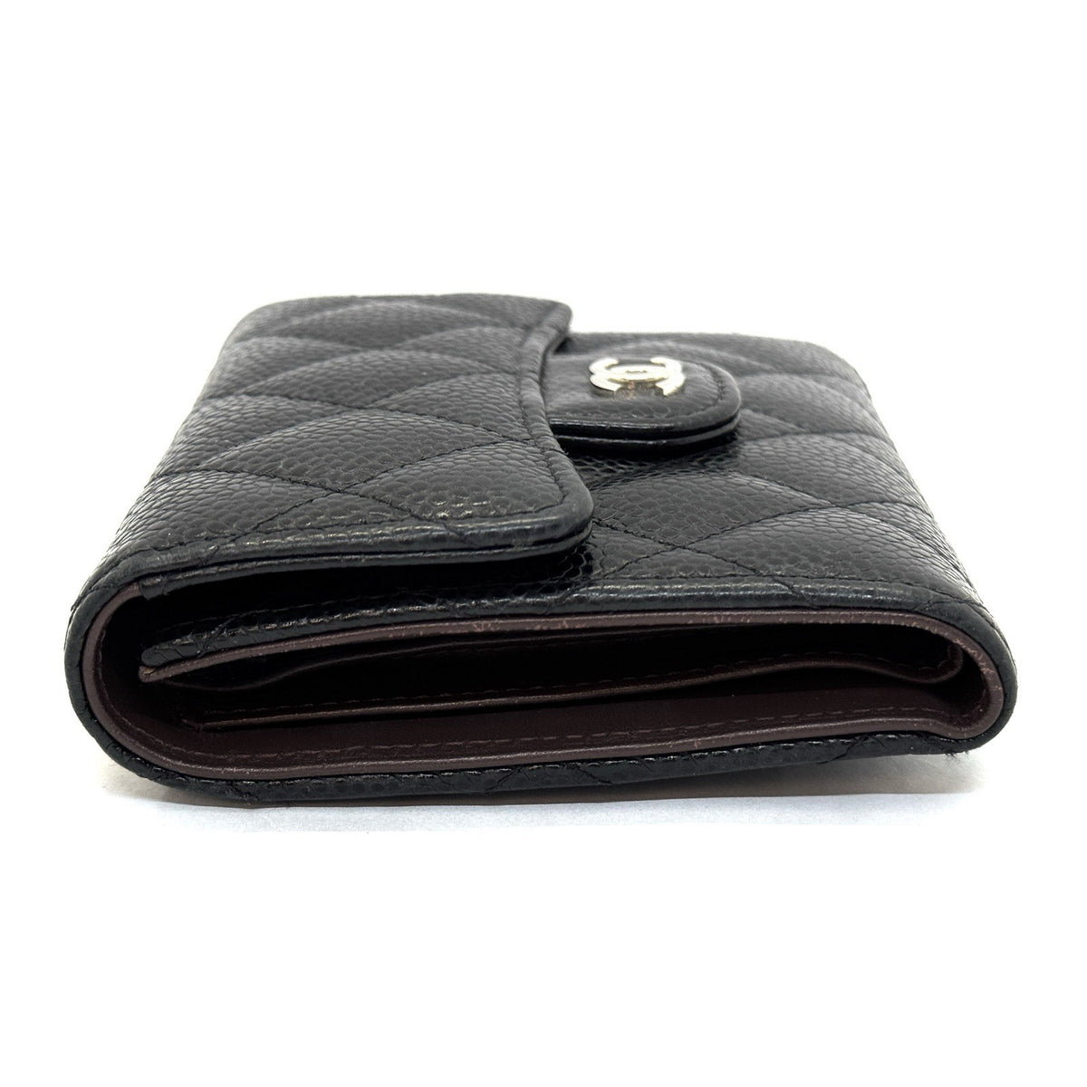 Chanel Trifold Flap Wallet Portemonnaie Caviar Leder Schwarz & Silber 2021