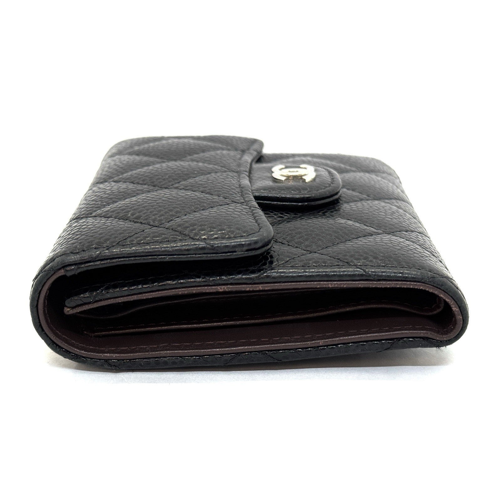 Chanel Trifold Flap Wallet Portemonnaie Caviar Leder Schwarz & Silber 2021
