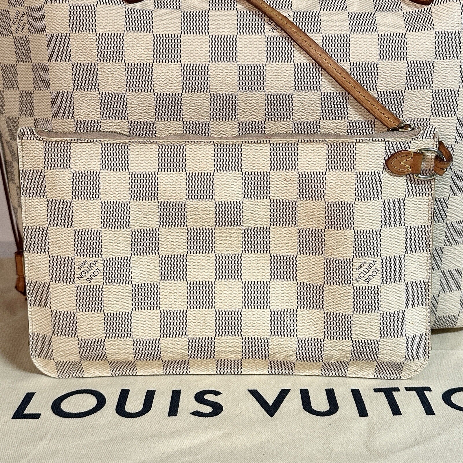 Louis Vuitton Neverfull MM + Pochette Damier Azur 2019 mit Original Rechnung