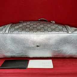 Gucci Guccissima Britt Silver Tote bag Damen Handtasche Silber Leder 162094