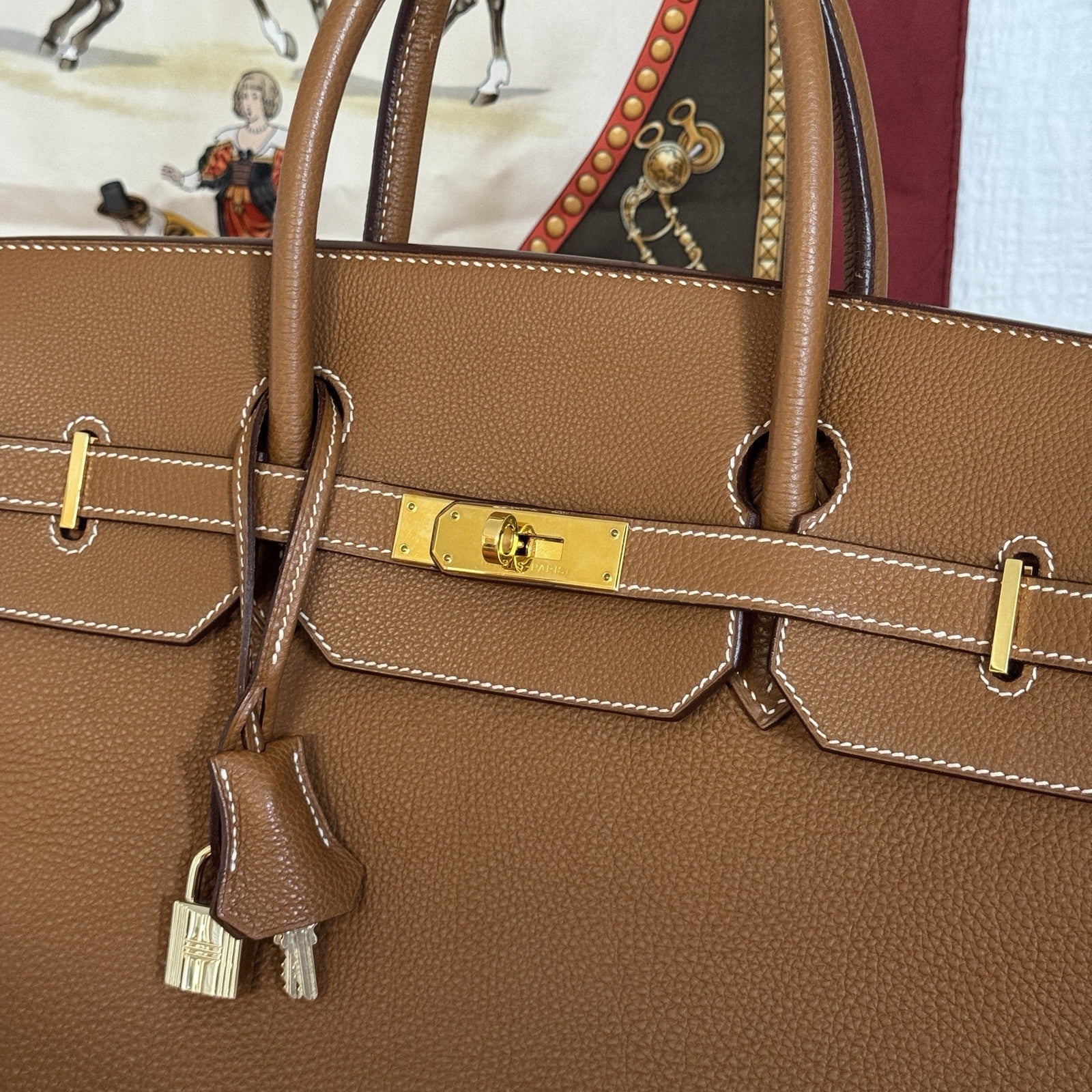 Hermes Birkin Bag 40 Veau Togo Leder Braun/Beige & Gold mit Orig. Rechnung!
