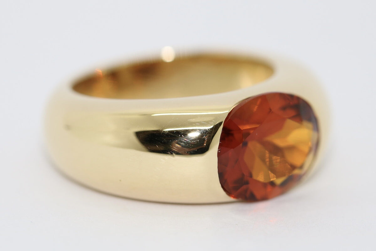 Massiver Wempe Ring mit großem Citrin im Facettenschliff 750er Gelbgold Gr. 51