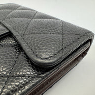 Chanel Trifold Flap Wallet Portemonnaie Caviar Leder Schwarz & Silber 2021