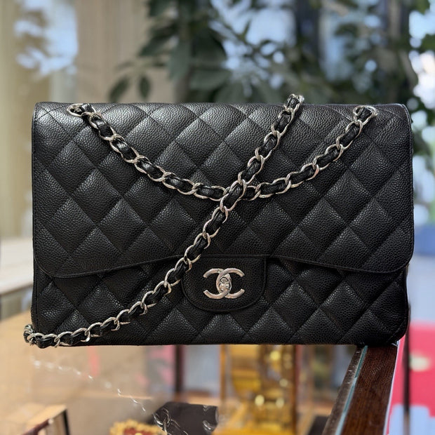 Chanel Double Flap Bag Jumbo A58600 Schwarz Caviar Leder