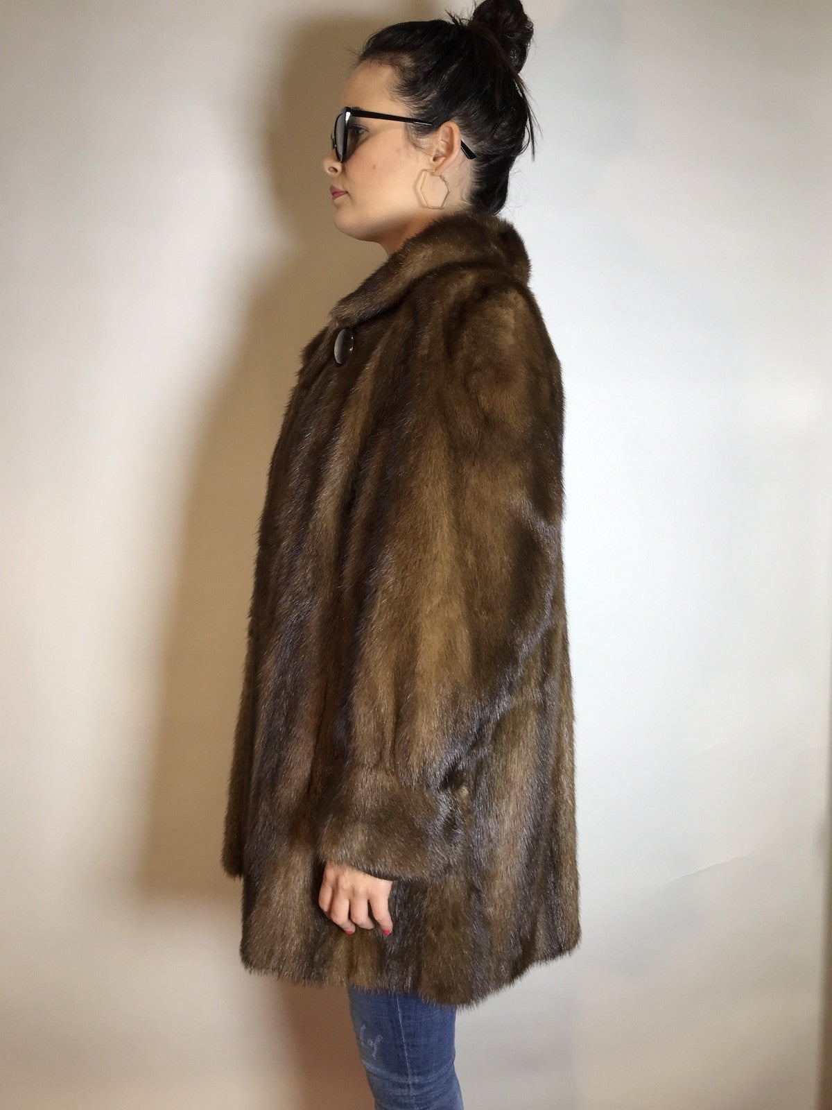 Schöne lange Nerzjacke naturbraun, Exklusiv vom Kürschner Gr. 36/38 Damen
