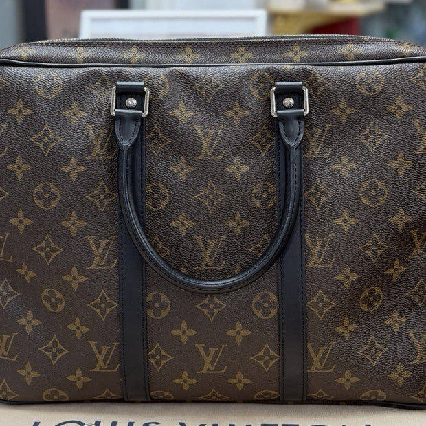Louis Vuitton Porte Documents Voyage Monogram Macassar Aktentasche
