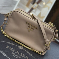 Prada Bandoliera Chain Bag Saffiano Leder Cipria Rosa Puder Umhängetasche 1BH149