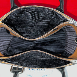 Prada 1BA175 Borsa Lux Two 2 Way Damen Umhängetasche Braun/Schwarz NP. 1.900€!