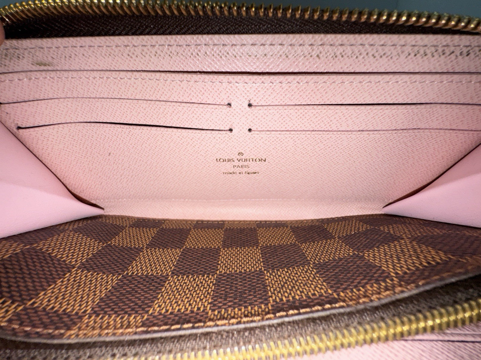 Louis Vuitton Portemonnaie Damen Zippy Slim Damier Ebene & Rose Ballerine 2017