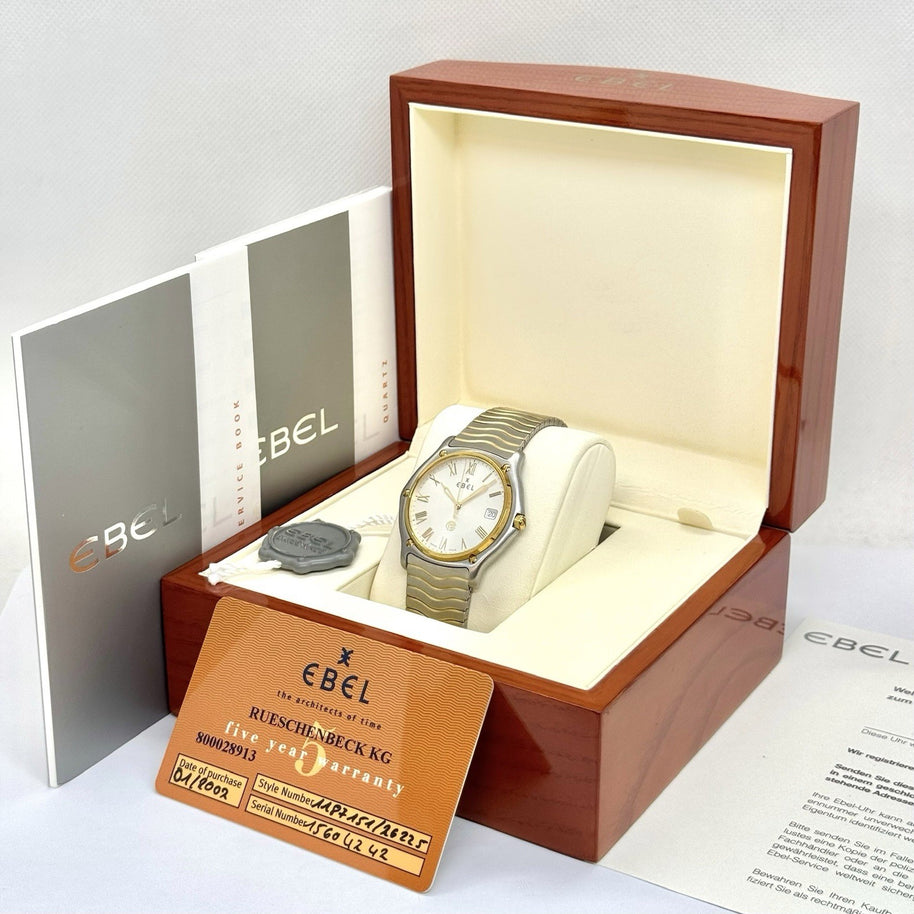 Ebel Wave Classic Herren XL 37mm Stahl/Gold 18K Ref. 1187151 wie NEU