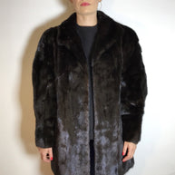 Klassische lange Nerzjacke SAGA MINK dunkelbraun, Gr. 36/38 Damen