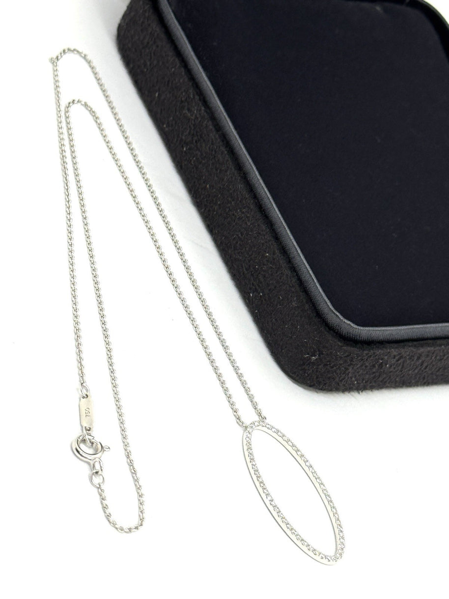 Tiffany & Co. Metro Halskette mit Oval Brillant Anhänger 750er Weißgold Collier