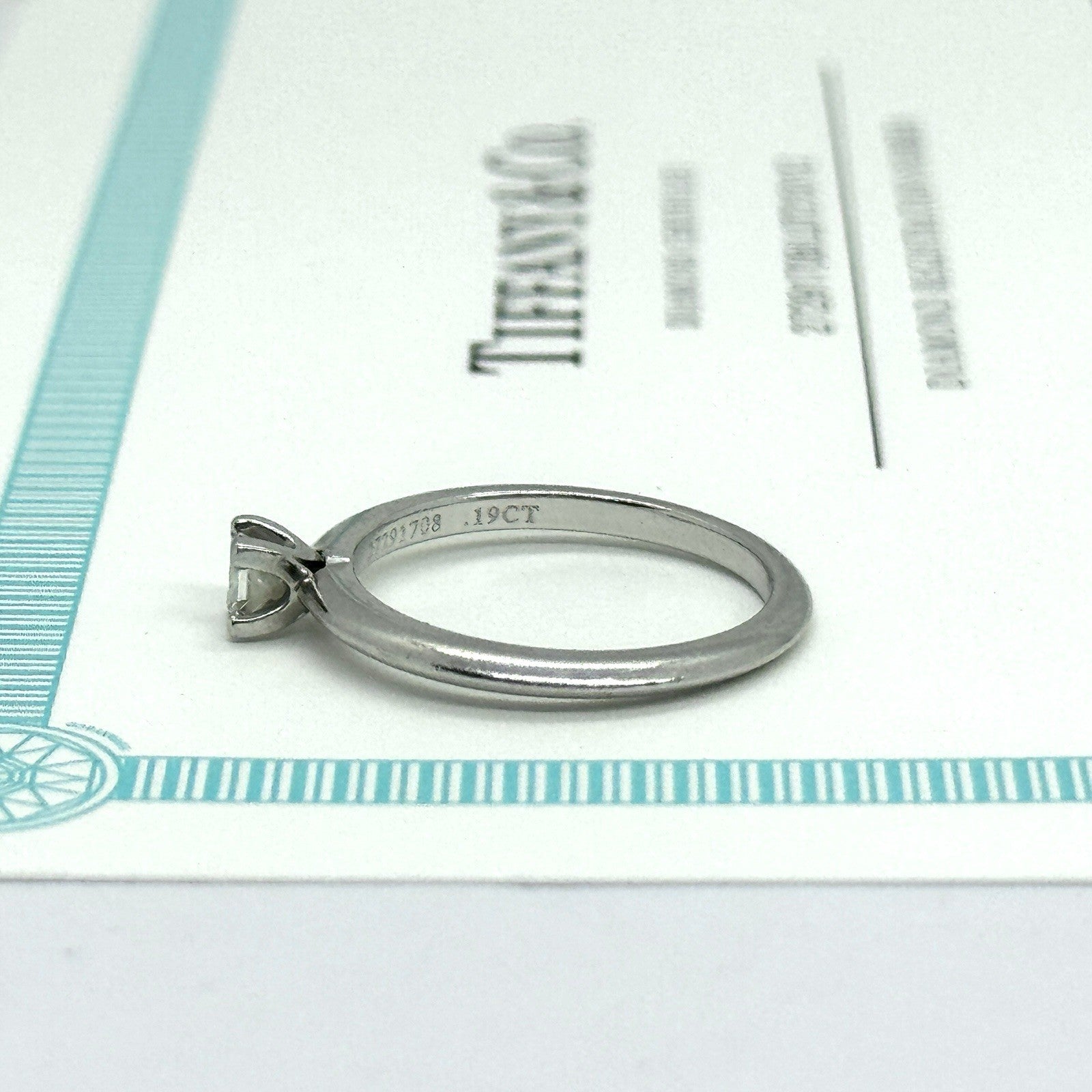 Tiffany & Co. Verlobungsring Platin Square Brillant 0.19 CT mit Orig. Zertifikat