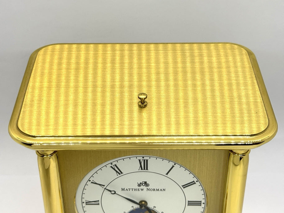 Matthew Norman Tischuhr 8-Tage Werk • Mondphase • Vollkalender • Messing • 17cm
