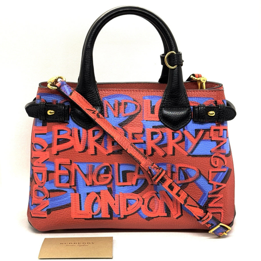 Burberry Graffiti Bag Rot Blau Schwarz Lammleder Schultertasche Top Zustand