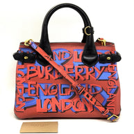 Burberry Graffiti Bag Rot Blau Schwarz Lammleder Schultertasche Top Zustand