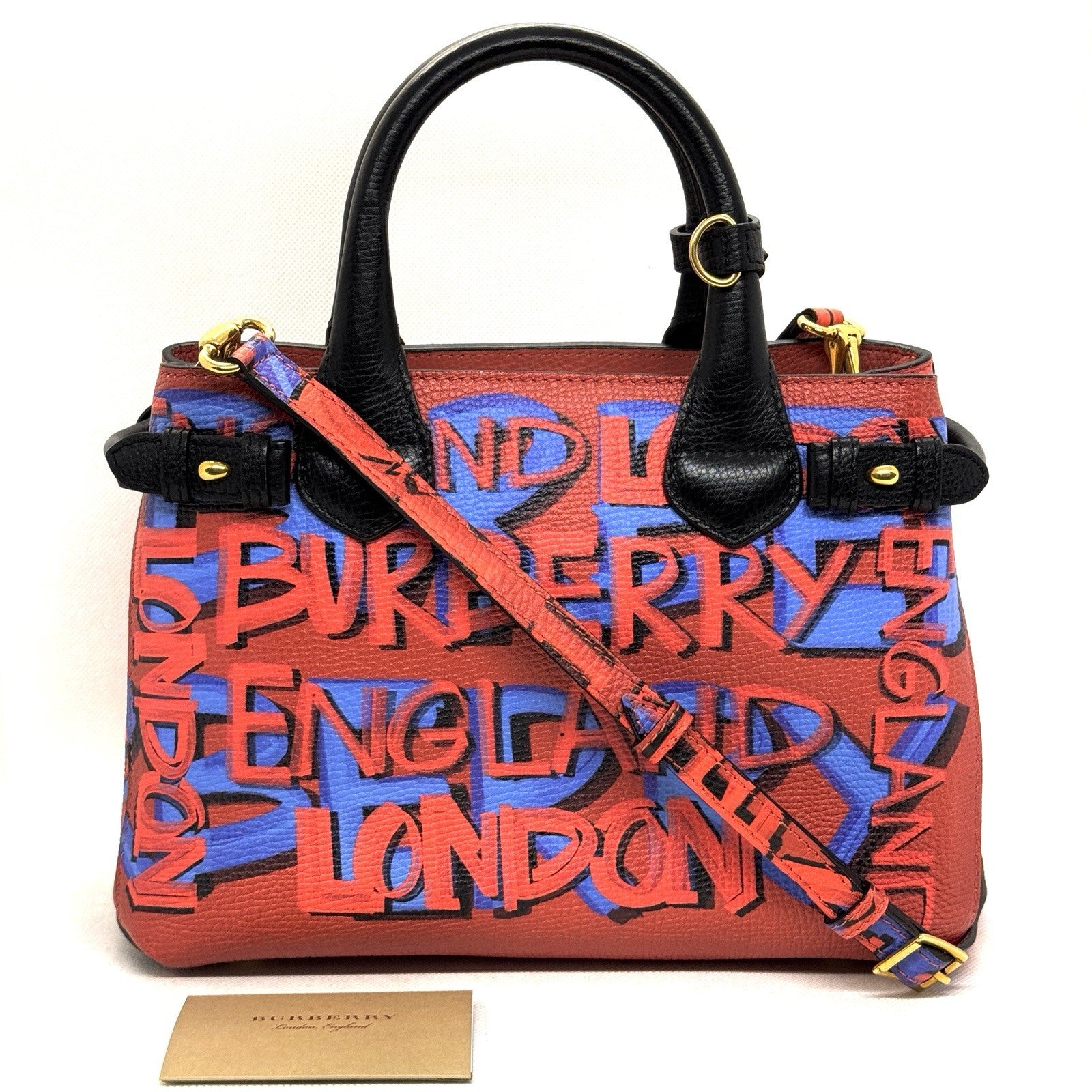 Burberry Graffiti Bag Rot Blau Schwarz Lammleder Schultertasche Top Zustand