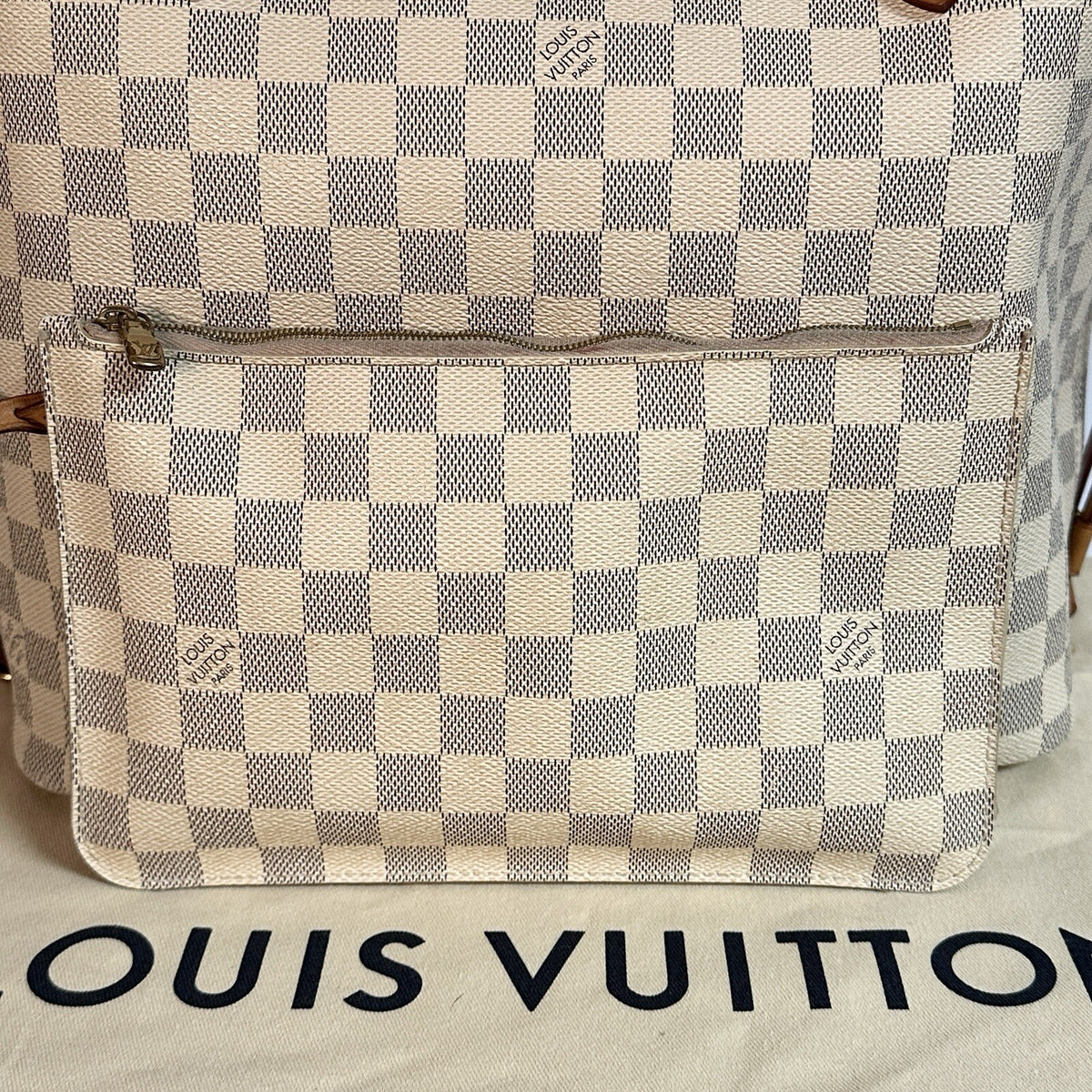 Louis Vuitton Neverfull MM + Pochette Damier Azur 2019 mit Original Rechnung