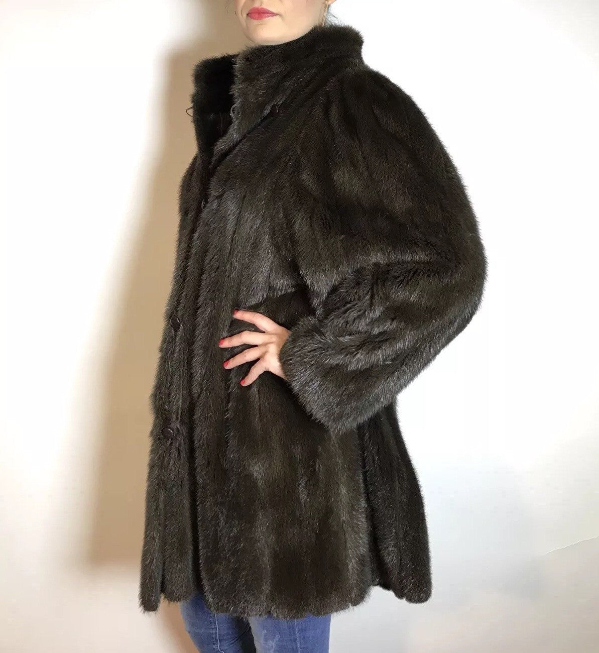 Ausgefallene Nerzjacke grau Sonderanfertigung vom Kürschner Gr. 38/40 Damen