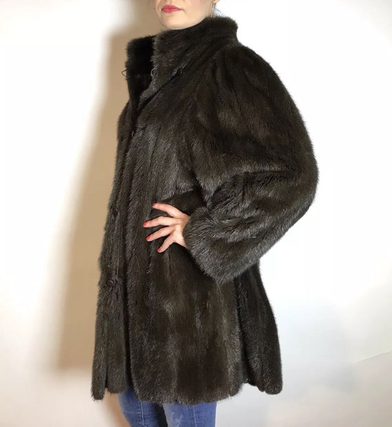 Ausgefallene Nerzjacke grau Sonderanfertigung vom Kürschner Gr. 38/40 Damen