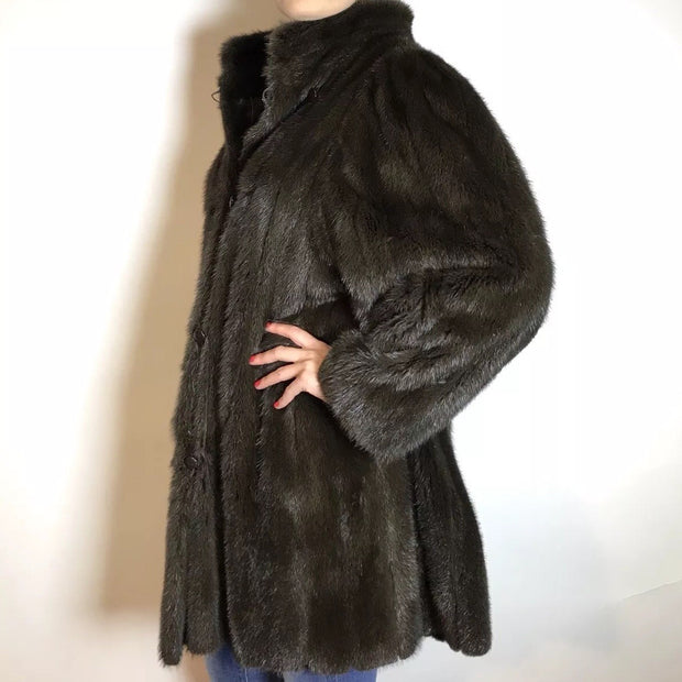 Ausgefallene Nerzjacke grau Sonderanfertigung vom Kürschner Gr. 38/40 Damen