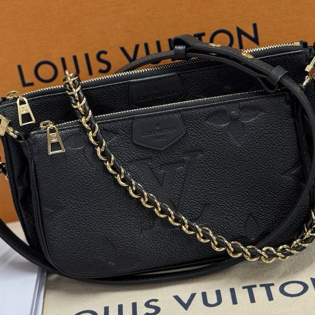 Louis Vuitton Multi Pochette Accessoires Noir Schwarz Empreinte Leder M80399