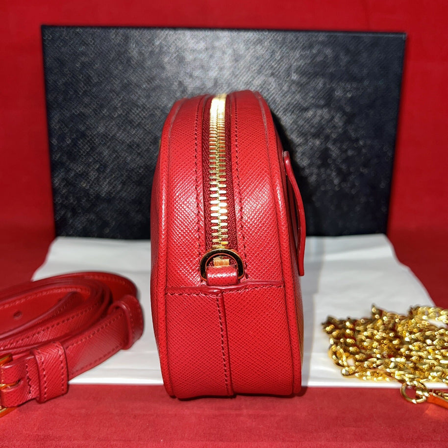 Prada Saffiano Lux Fuoco Rot 1BL007 Bum Bag Belt Gürteltasche Umhängetasche
