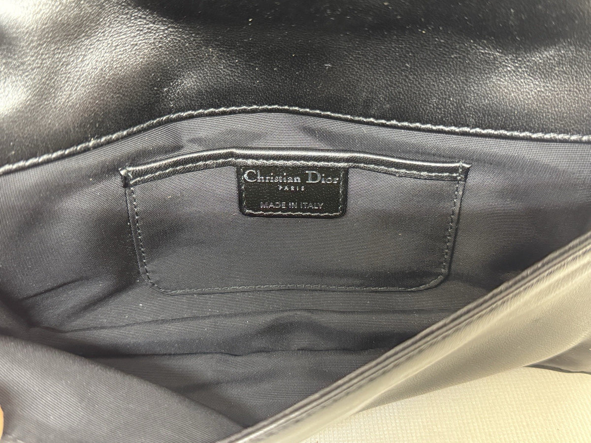 Dior Lady Pouch Clutch Umhängetasche Abend Täschchen Lammleder Schwarz