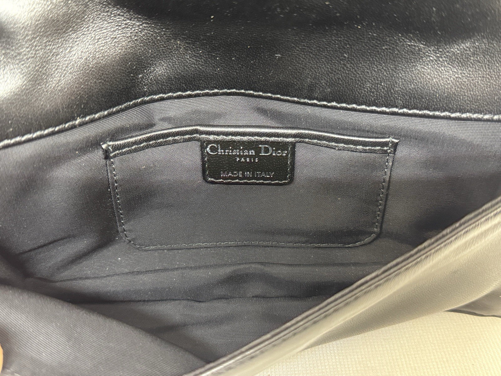 Dior Lady Pouch Clutch Umhängetasche Abend Täschchen Lammleder Schwarz