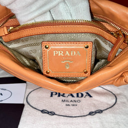 Prada Damen Clutch Abendtäschchen Pochette BP0316 Nappa Corallo Apricot