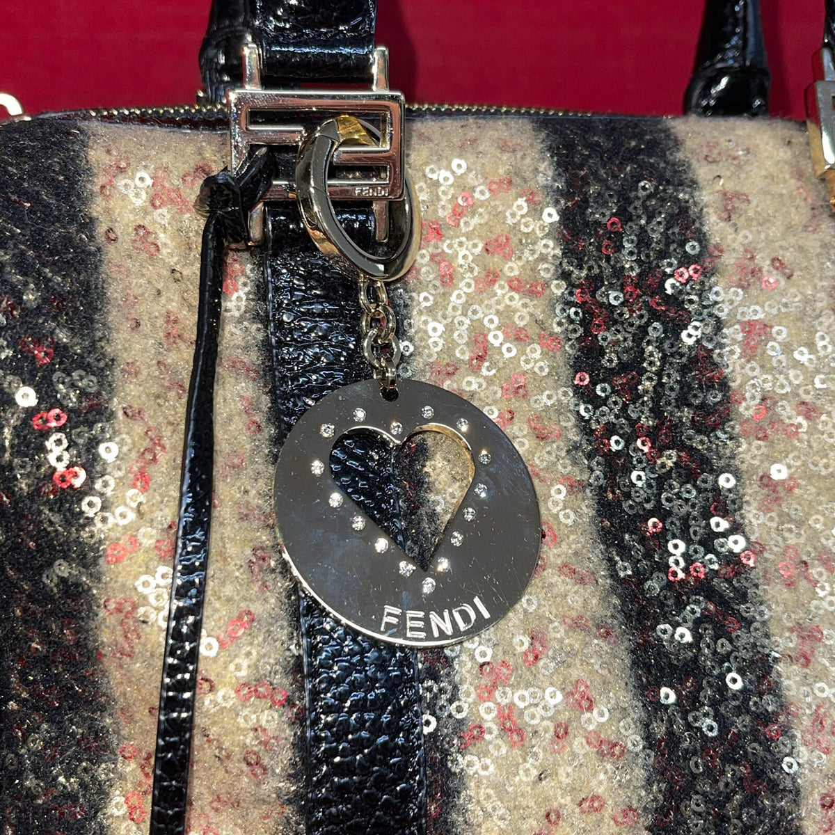 Fendi Zucchino Boston Bag Speedy Damen Handtasche Limited Edition mit Pailletten